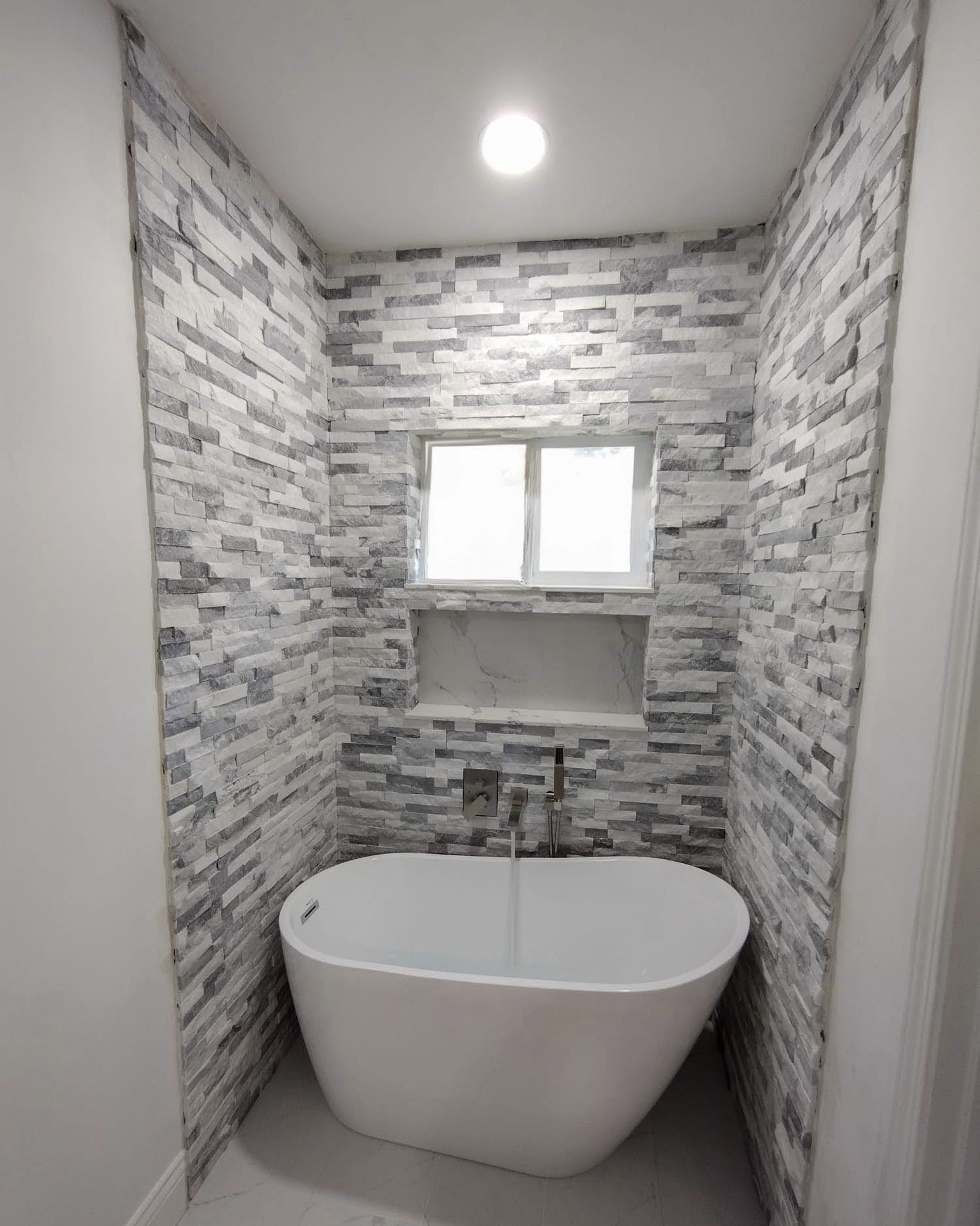 Stacked Stone Soaking Tub